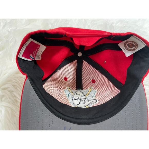 Anaheim Mighty Ducks Vintage 90's Twins Enterprise RED Snapback Cap Hat **RARE** - Picture 12 of 12